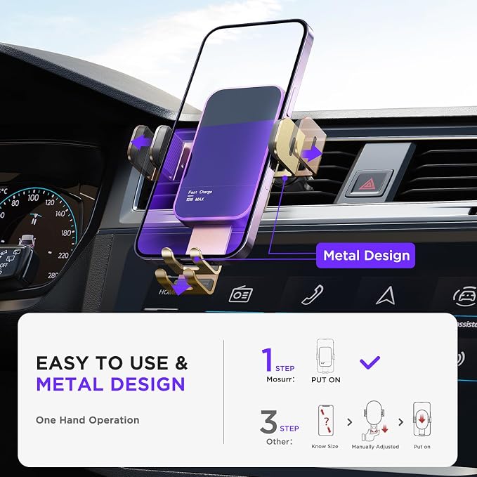 Wireless Car Charger, 【7 Colored RGB Backlit】 15W Auto Clamping Phone Holders - Image 5