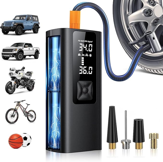 Tire Inflator Portable Air Compressor, 150 PSI & 3X Faster Cordless Air Pump by WELLFORM