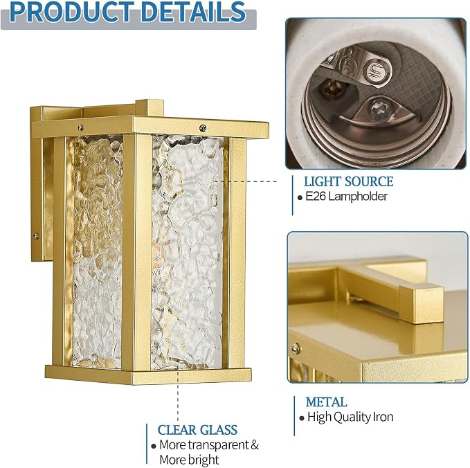 Outdoor Wall Sconce E26 Base Metal Frame - Image 4