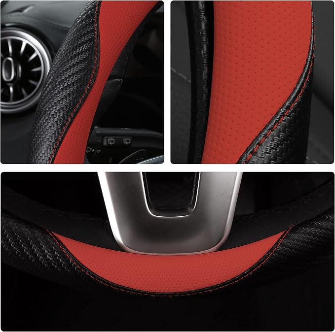 Car Steering Wheel Covers for Women Padded Carbon Fiber PU Leather Cute Auto - Image 6