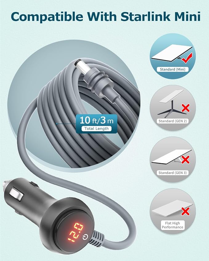Starlink Mini Cable 10FT Car Adapter - Image 3