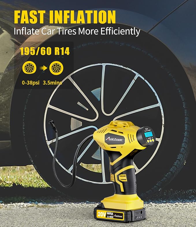 AVID POWER Cordless Tire Inflator Portable Air Compressor, 20V Rechargeable - Image 2