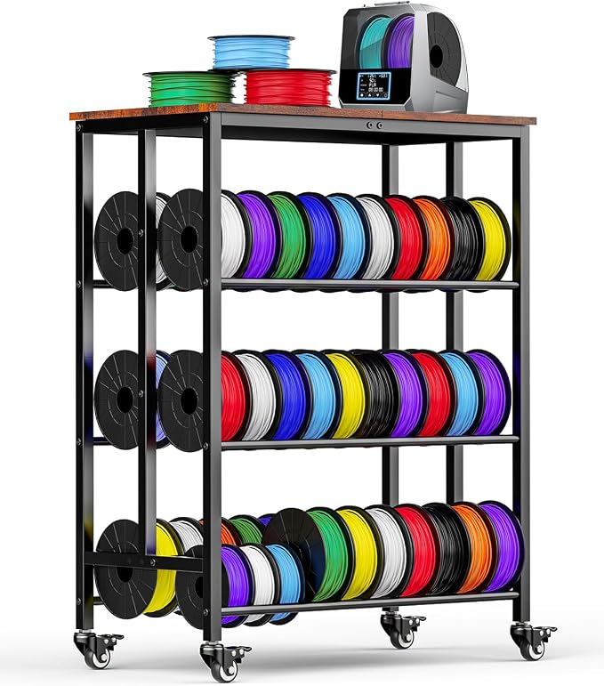 3D Printer Filament Cart, 2 Rows Filament Storage Rack Shelf by Ormeli