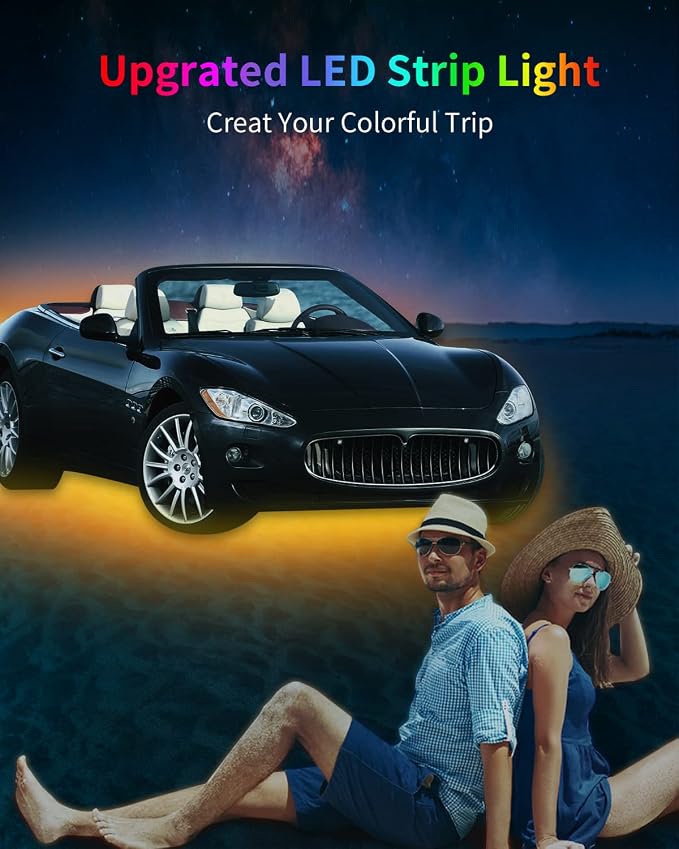 Amber Led Strip Lights, 24inch 12V Interior Light Strip IP68 Waterproof Cuttable - Image 2