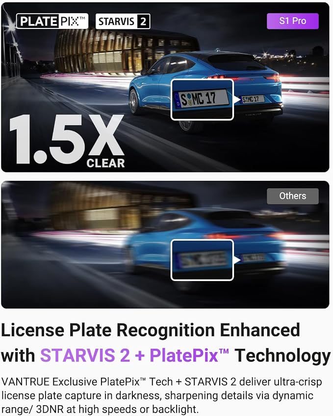 Vantrue S1 Pro 2.7K Front Mini Dash Cam, 2.5K@60FPS, STARVIS 2, Voice Control - Image 3
