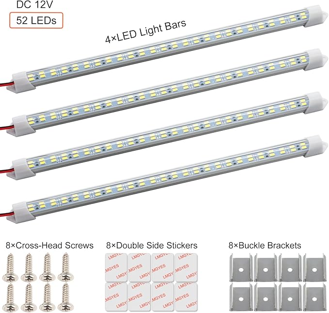 12V Interior LED Light Bar for Car, 12V LED Light Strip 54 LEDs Lighting Super - Image 4