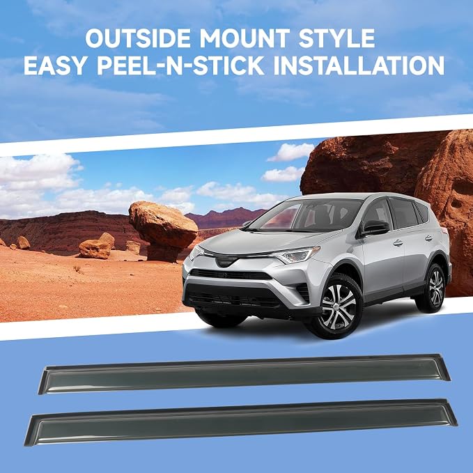 4PCS Rain Guards Fit for 2013-2018 Toyota RAV4 LE XLE SE, Tape-on Outside Mount - Image 6