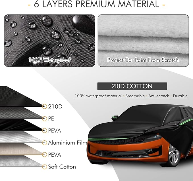 for Chevy Camaro 2010-2022 Car Cover 210D Outdoor Waterproof UV Protection - Image 2