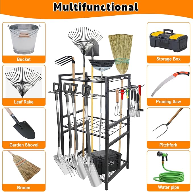 3 Tier Garden Tool Organizer, Yard Tool Tower Rack, Tool organizer up to 78 - Image 2