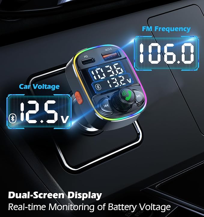 LIHAN AUX USB C Bluetooth Car Adapter, Wireless Handsfree Call, FM Transmitter - Image 2