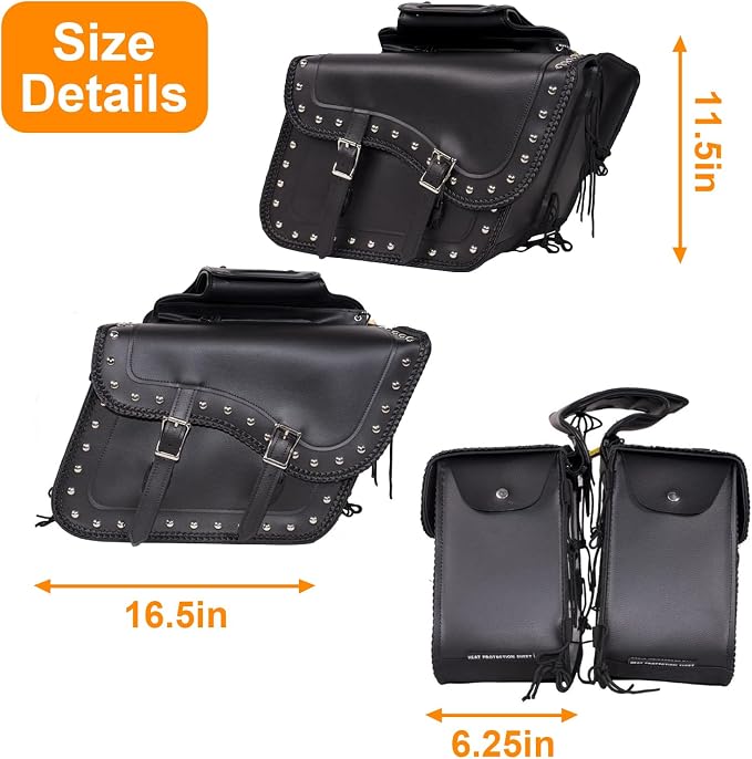 GARGOYLE BELLS Motorcycle Saddle Bags Synthetic Leather Motorcycle Luggage Bag - Image 3