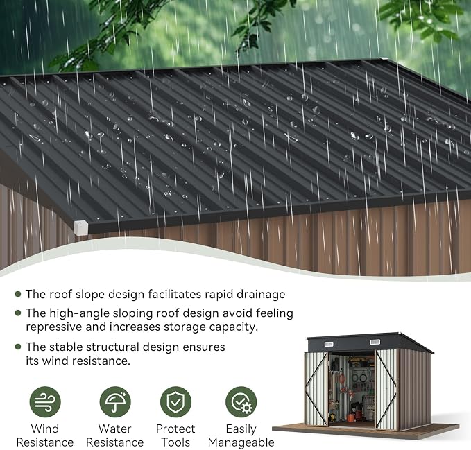 Aoxun 7.5x6 FT Outdoor Shed Metal Storage Shed - Image 7