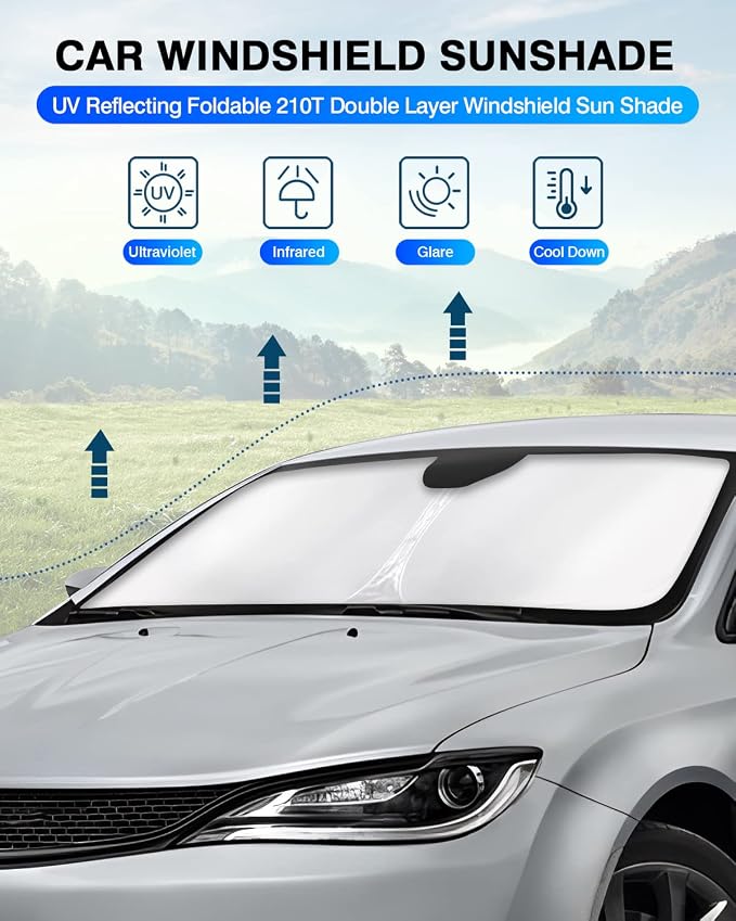 KUST Windshield Sun Shade for Chrysler 200 2011-2018 Window Shade Sun Visor - Image 2