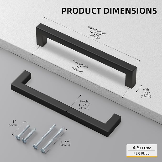 goldenwarm 150 Pack 5 Inch Black Cabinet Handles - Image 2