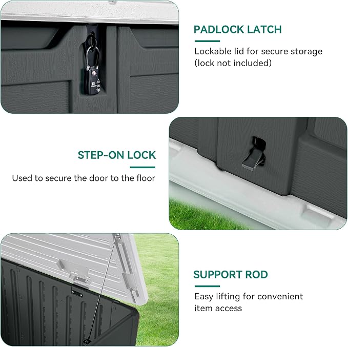 YITAHOME Extra Large Outdoor Horizontal Storage Shed, 4.5x4ft Resin Tool Sheds - Image 6