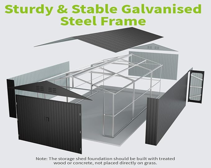 20 x 13 FT Outdoor Storage Shed, Large Metal Garden Shed - Image 9