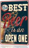 "The Best Beer is an Open One" Funny Bar Sign or Man Cave Decor | 12x8″ Durable by MOLESSSIGNS