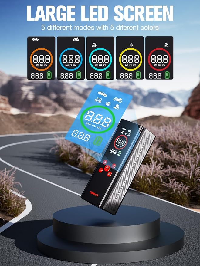GOOLOO AP150 PRO Tire Inflator Portable Air Compressor, Upgraded UI Color LED - Image 2