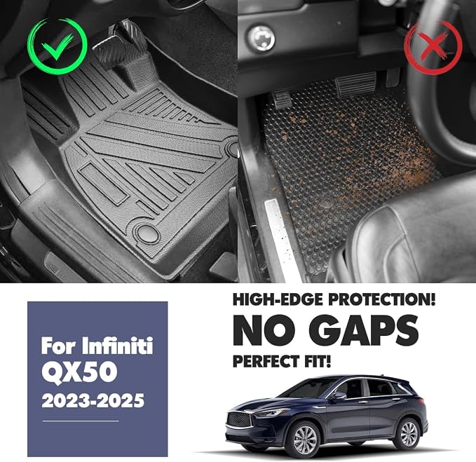 Floor Mats Fit for 2019-2025 Infiniti QX50 Floor Liner Cargo Mats，All-Weather - Image 4