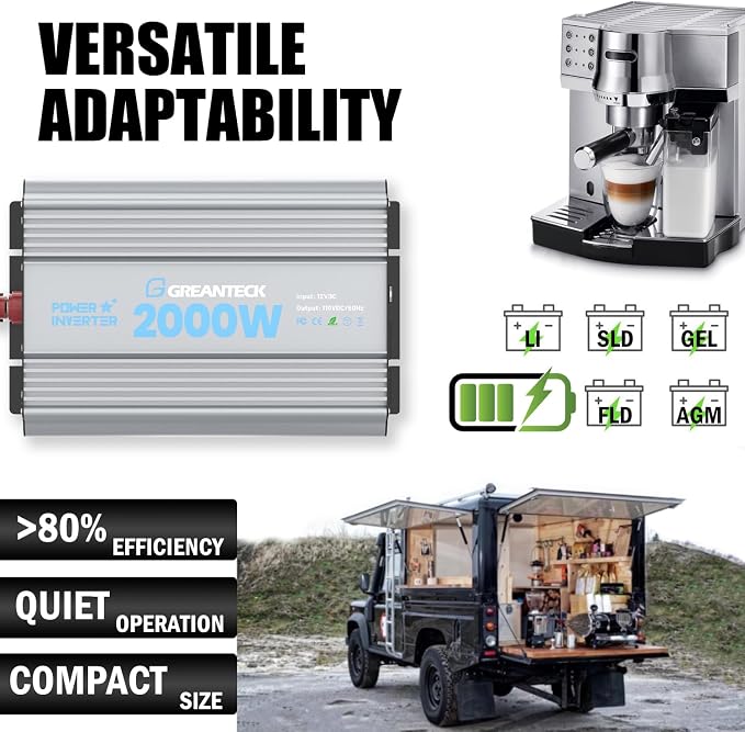 2000 Watt Power Inverter Modified Sine Wave, DC 12V to AC 110V 120V Converter - Image 2