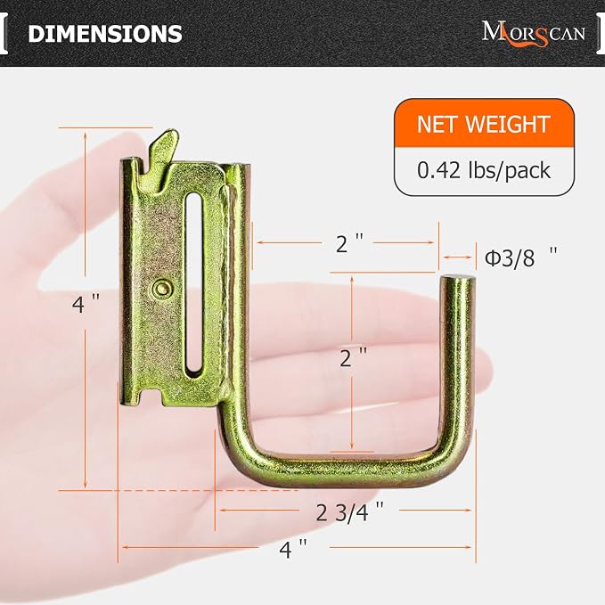 6 Pack 2" E Track J Hooks Heavy Duty Galvanized Steel E-Track Tie Down - Image 3