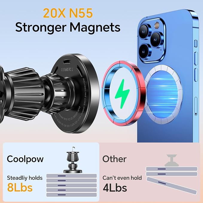 Coolpow for MagSafe Car Mount Charger【Ultra Magnet】Magnetic Phone Holders for - Image 4