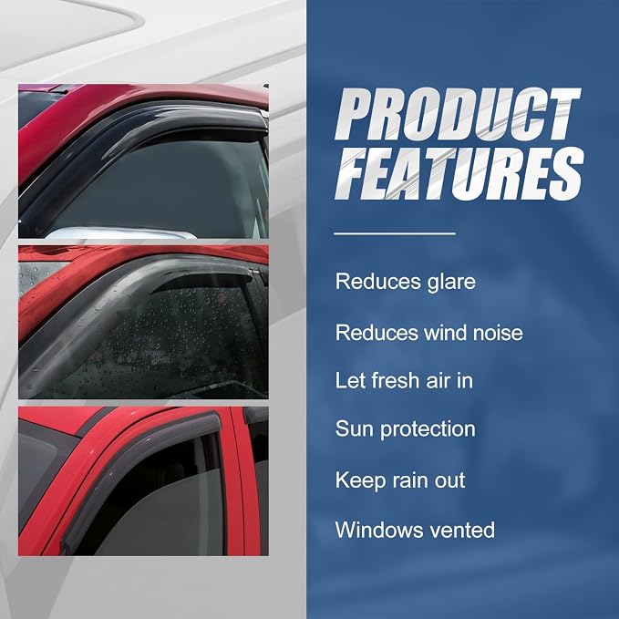 Auto Dynasty 4Pcs Carbon Fiber Pattern Window Visors Compatible - Image 4