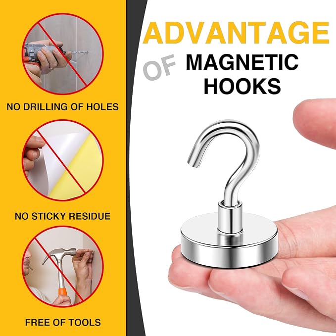DIYMAG Magnetic Hooks, 110 lb Heavy Duty Strong Magnet - Image 5