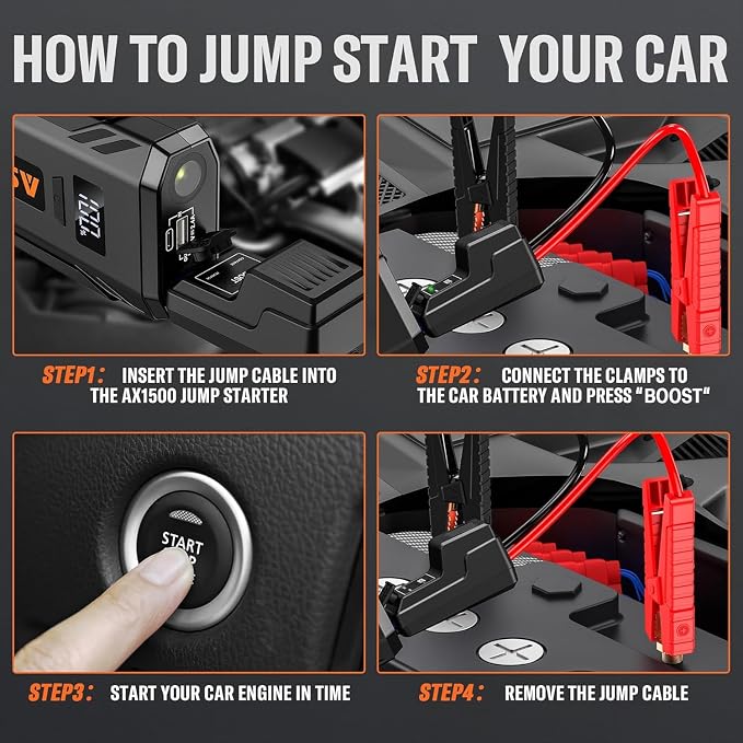 ASPERX Car Jump Starter, 2000A Peak Battery Jump Starter - Image 6