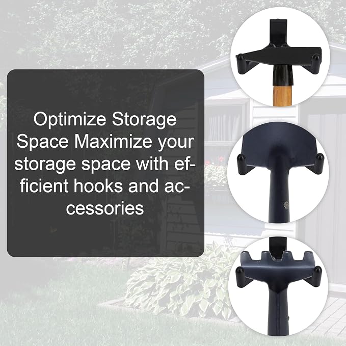 16 Pcs Storage Shed Hooks Set for Suncast, 5 Black V Shaped Tool Hooks Organizer - Image 3