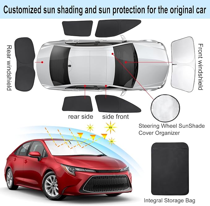 TINGLU Window Shades for Toyota Corolla 2020-2024 2025 Accessories Side Full - Image 3