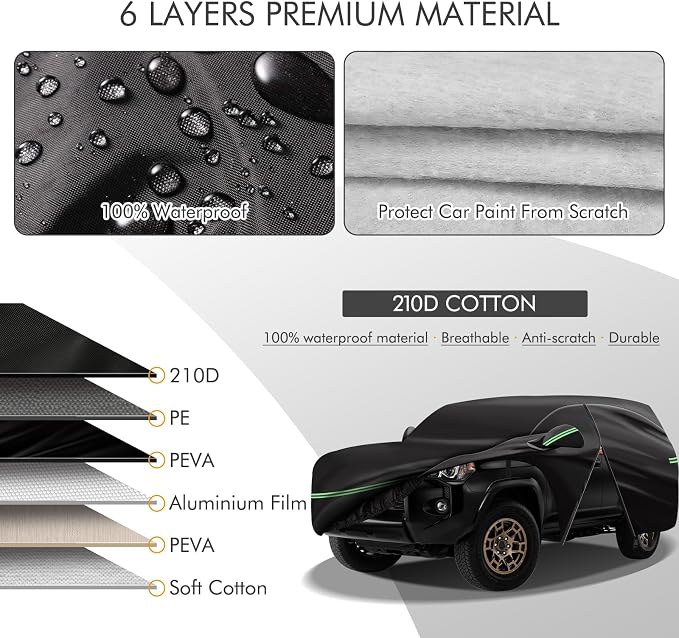 for 2002-2023 Toyota 4runner Car Cover 210D Outdoor Waterproof UV Protection - Image 2