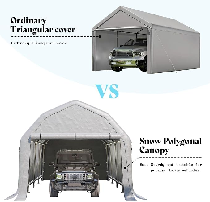 AMERLIFE 12x24 FT Heavy Duty Carport Garage Canopy, All-Weather Steel Frame - Image 3