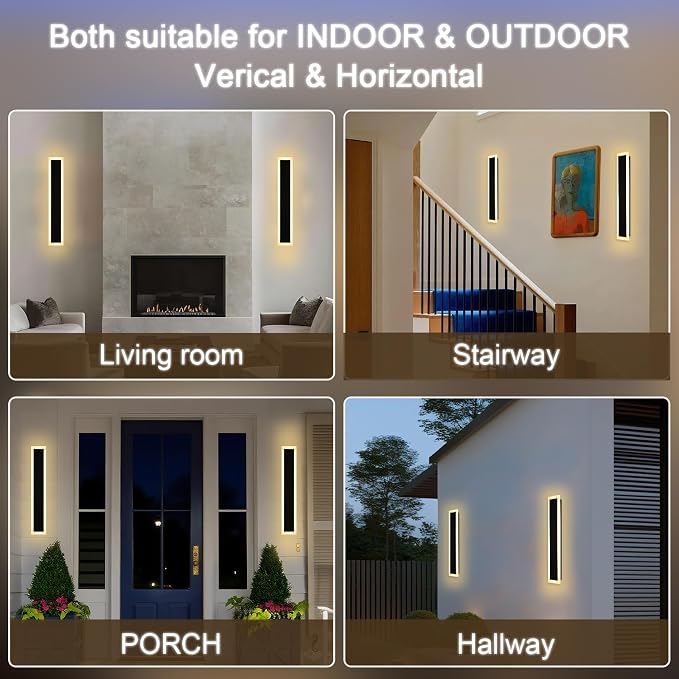 2 Pack LED Outdoor Long Wall Lights, 24 inch Outdoor Linear Light - Image 3