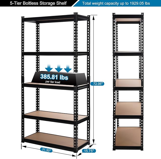 PACHIRA E-Commerce 5 Tier Storage Shelves 31.5" W x 15.75" D x 72" H, - Image 2