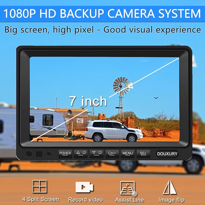 RV Backup Camera System with 7'' Quad Split 1080P Monitor - Image 3
