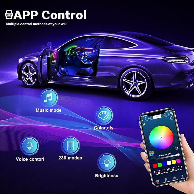 Dream+Color Acrylic Interior Car LED Strip Light - Image 4