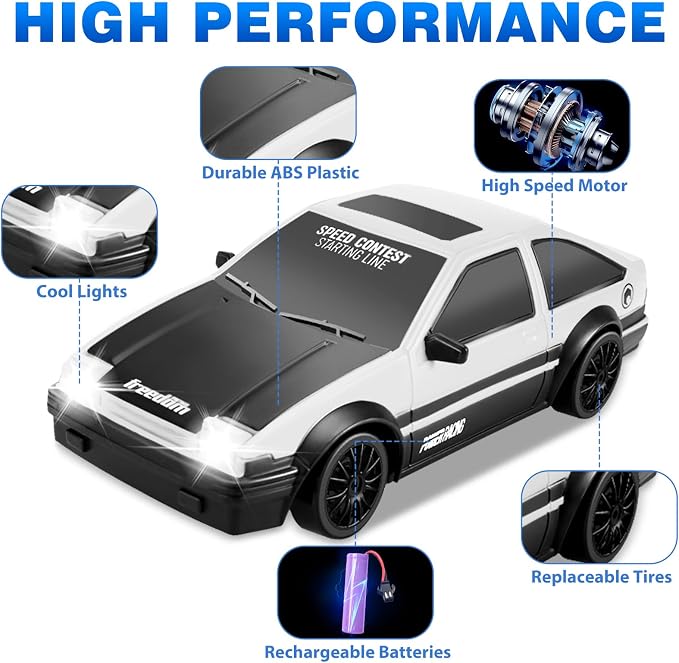 RC Drift Car 1/24 2.4GHz Remote Control Cars, 4WD High Speed Drift RC Cars - Image 3