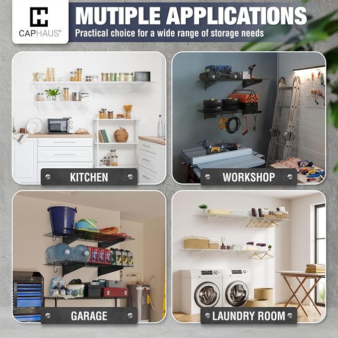 CAPHAUS 2-Pack Garage Shelving Wall Mounted 36x18 Inch, Heavy Duty Metal Wall - Image 8