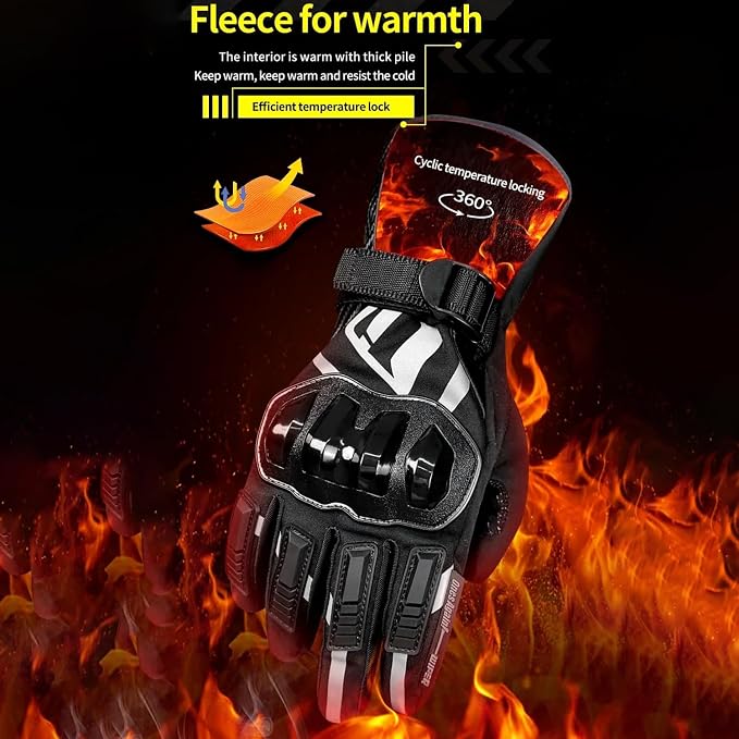 Motorcycle Gloves, Waterproof, Touch Screen, Men's Winter Gloves, Snowmobile - Image 4