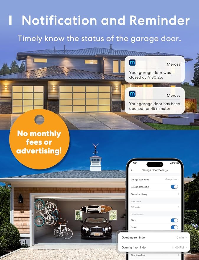 meross Smart WiFi Garage Door Opener Remote, App Control, Works - Image 4