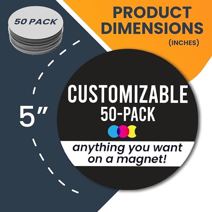 Magnet Me Up Customizable 30 Mil Round Magnet- 5”, 50 PK Weatherproof Car Magnet - Image 2