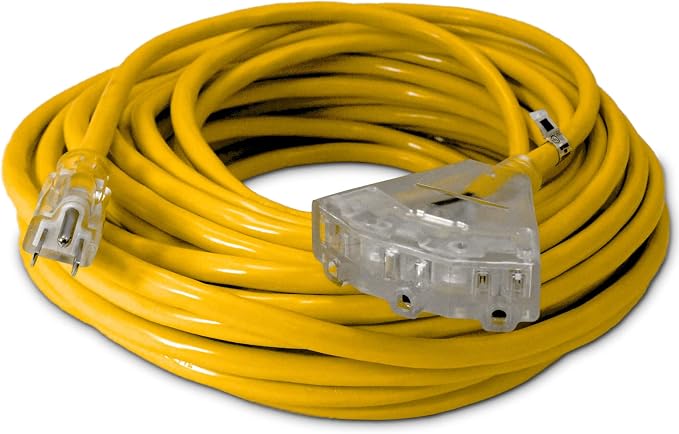 75 ft - 12 Gauge Heavy Duty Extension Cord - 3 Outlet Lighted SJTW - by WattsWire