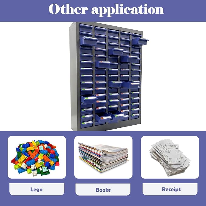 Parts Cabinet, 75 Drawers Tool Cabinet Without Door, Plastic Bolt and Nut Tool - Image 4
