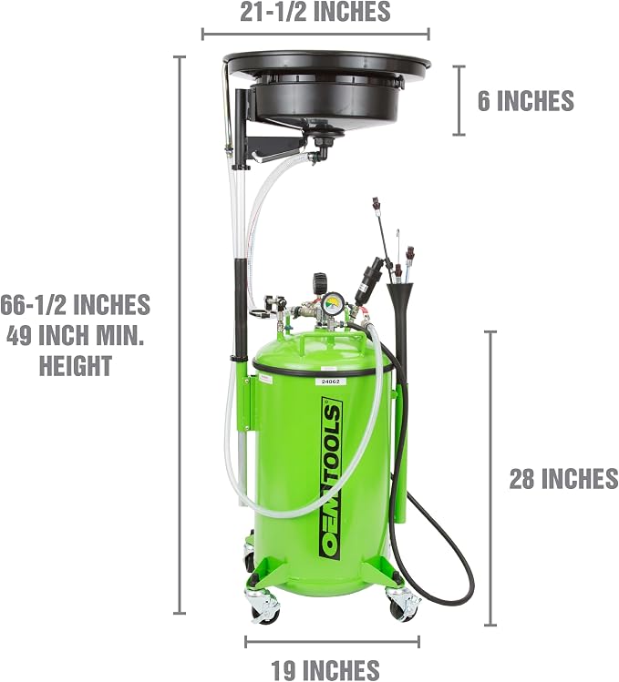 OEMTOOLS 24862 21 Gallon Oil Drain Vacuum and Extractor, Automotive Oil - Image 2