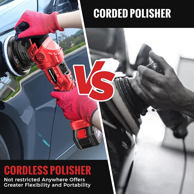 Cordless Buffer Polisher, 5 Inch Random Orbital Car Buffers Waxer and Polishers - Image 8