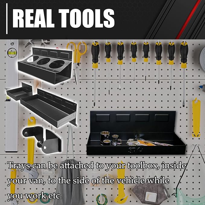 C&T 4-Piece Magnetic Toolbox Shelf, Tray and Holder Set, Magnetic Toolbox Tray - Image 6