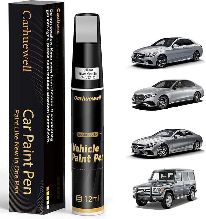 Brilliant Silver Metallic Touch Up Paint Compatible by Carhuewell
