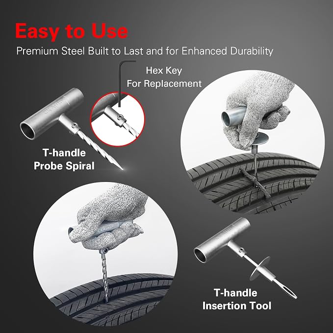 CKAuto Tire Plug Repair Kit, Heavy Duty Car Emergency Tool Kit - Image 5