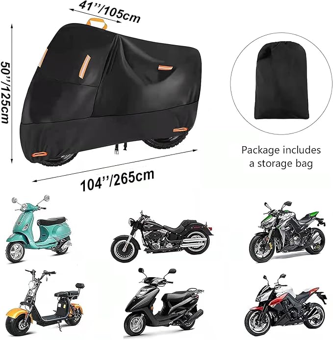 300D Oxford Heavy Duty Motorcycle Cover, Dirt Bike Cover, 104 inch XXL - Image 7